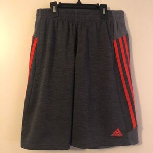 Gray/orange Adidas shorts. Great shape. Youth Lg